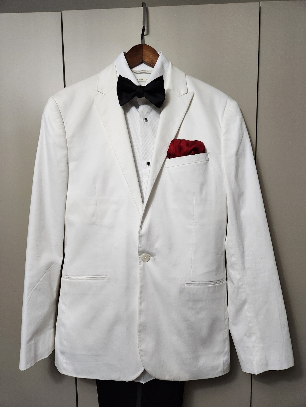 White Cotton Blend Dinner Jacket
